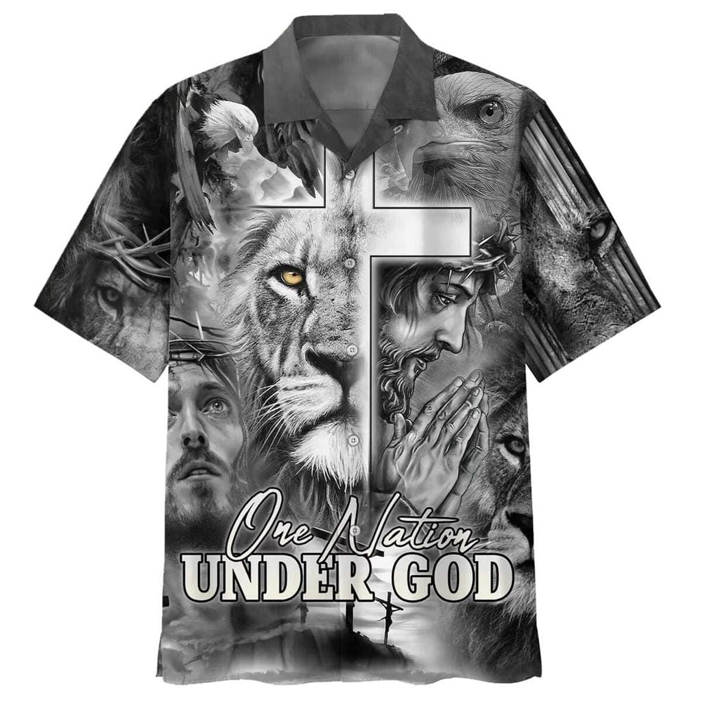 Jesus & Lion of Judah Hawaiian Shirt for Men – Christian Gift Jesus & Lion of Judah Hawaiian Shirt for Men – Christian Gift