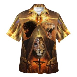 Men s Jesus Lion of Judah Christian Hawaiian Shirt - Perfect Gift for Christian