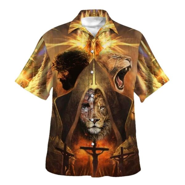 Men s Jesus Lion of Judah Christian Hawaiian Shirt – Perfect Gift for Christian