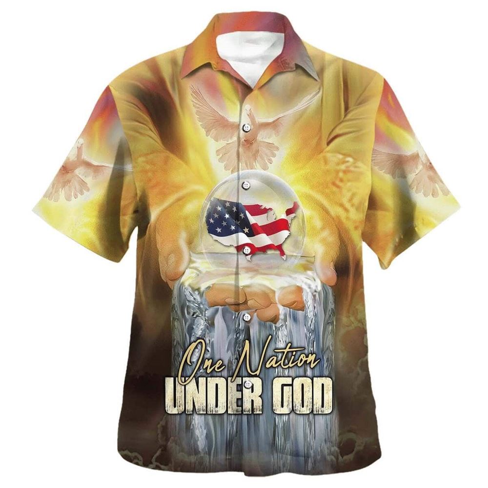 Jesus America Hawaiian Shirt for Men – Christian Gift – One Nation Under God Jesus America Hawaiian Shirt for Men – Christian Gift – One Nation Under God