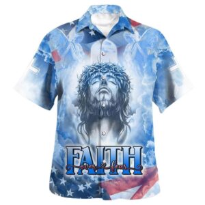 Faith Over Fear Jesus Bible Verse Hawaiian Shirt for Men Christian Gift