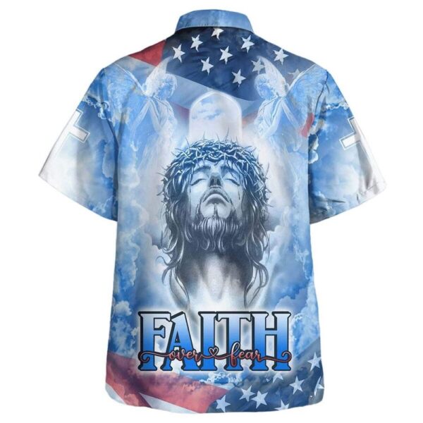 Faith Over Fear Jesus Bible Verse Hawaiian Shirt for Men Christian Gift