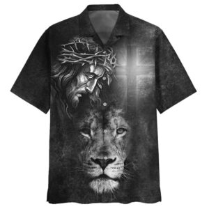Men s Jesus Lion Christian Cross Hawaiian Shirt - Perfect Gift for Christian Faith