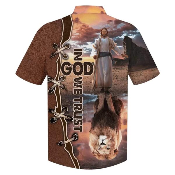 In God We Trust Jesus And Lion Hawaiian Shirt For Men Christian Gift