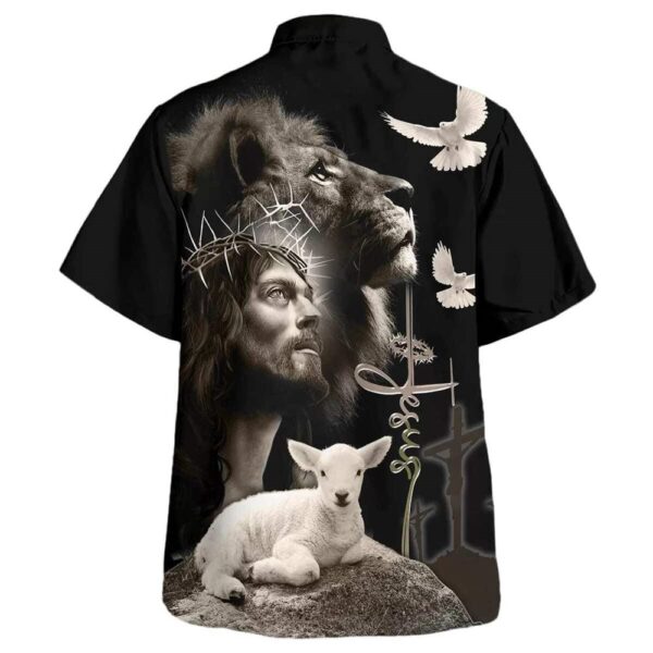 Men s Jesus Lion Sheep Christian Hawaiian Shirt – Perfect Gift for Christian