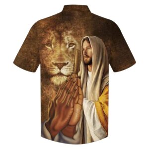 Jesus Christ Prayer Lion Hawaiian Shirt for Men - Christian Gift 1