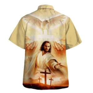 Men s Jesus Christ Hawaiian Shirt - Christian Gift with Reaching Hand Design 1