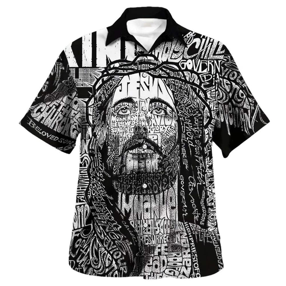 Jesus Christ Portrait Hawaiian Shirt for Men – Christian Gift with Bible Quote Jesus Christ Portrait Hawaiian Shirt for Men – Christian Gift with Bible Quote
