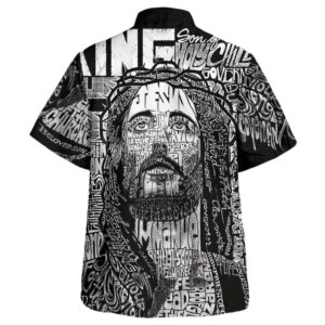 Jesus Christ Portrait Hawaiian Shirt for Men - Christian Gift with Bible Quote 1