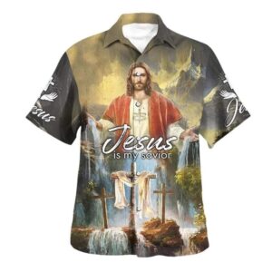 Men s Jesus Christ Savior Hawaiian Shirt - Christian Gift