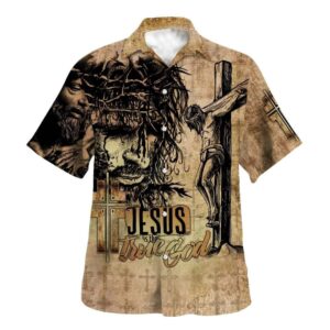 Jesus Is The True God Men s Christian Cross Hawaiian Shirt - Perfect Gift for Christian Summer Style