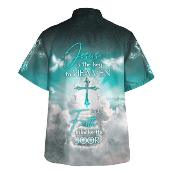 Men s Christian Hawaiian Shirt: Jesus Key to Heaven Faith Unlocks Door – Perfect Christian Gift
