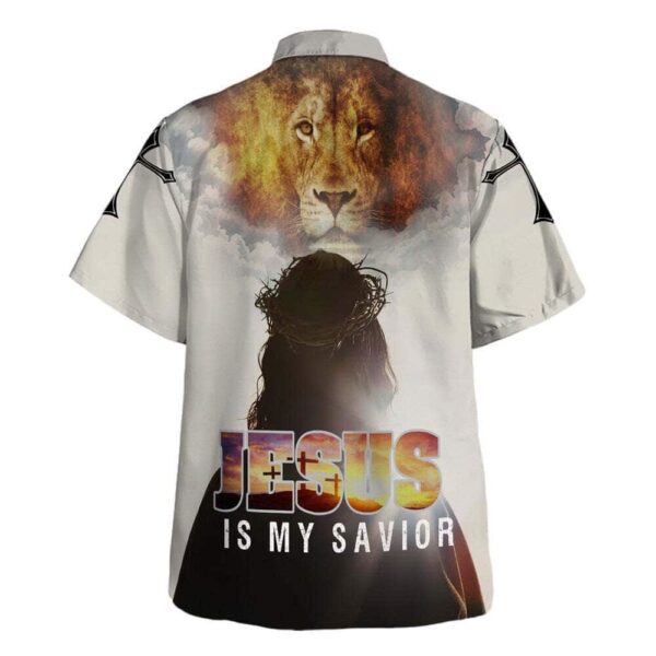 Men s Christian Hawaiian Shirt – Jesus Is My Savior and King Lion Design Perfect Gift for Christian