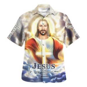 Men s Jesus Is My Savior Cross Hawaiian Shirt - Christian Gift