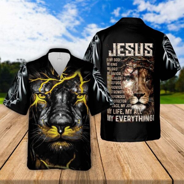 Men s Christian Hawaiian Shirt – Jesus Is My God & Everything Religious Gift