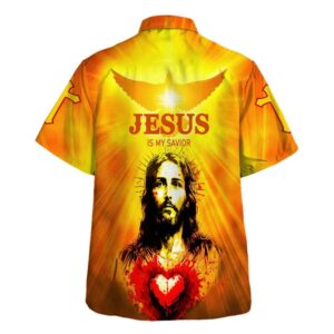Christian Hawaiian Shirt for Men - Jesus Is My Savior Christ of the Sacred Heart - Gift for Christian 1