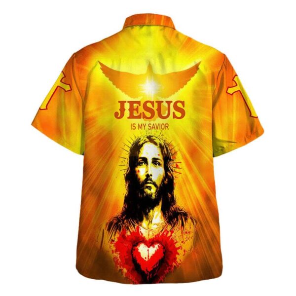 Christian Hawaiian Shirt for Men – Jesus Is My Savior Christ of the Sacred Heart – Gift for Christian