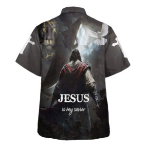 Christian Hawaiian Shirt: Jesus Savior & Lion Design for Men Gift for Christian 1