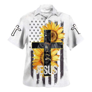 Men s Jesus Faith Sunflower Hawaiian Shirt: Christian Gift & Clothing for Christians
