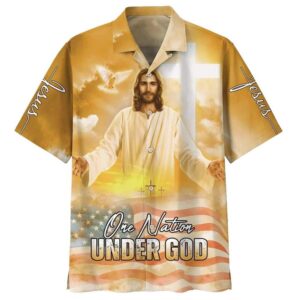 Men s Jesus Greets You Christian Faith American Flag Hawaiian Shirt – Perfect Gift for Christian Men