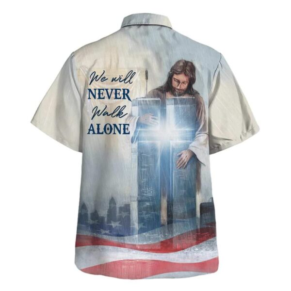 Men s Jesus We Will Never Walk Alone Christian Hawaiian Shirt – Perfect Gift for Christian Men