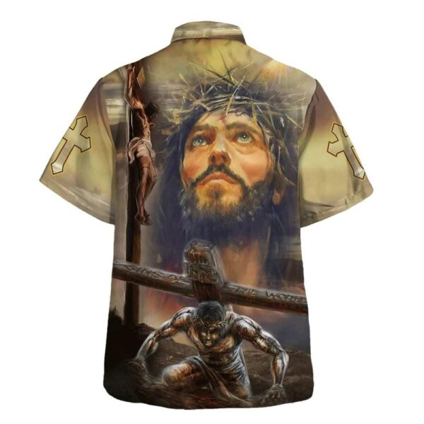 Men s Jesus Portrait Crucifixion Hawaiian Shirt – Christian Gift