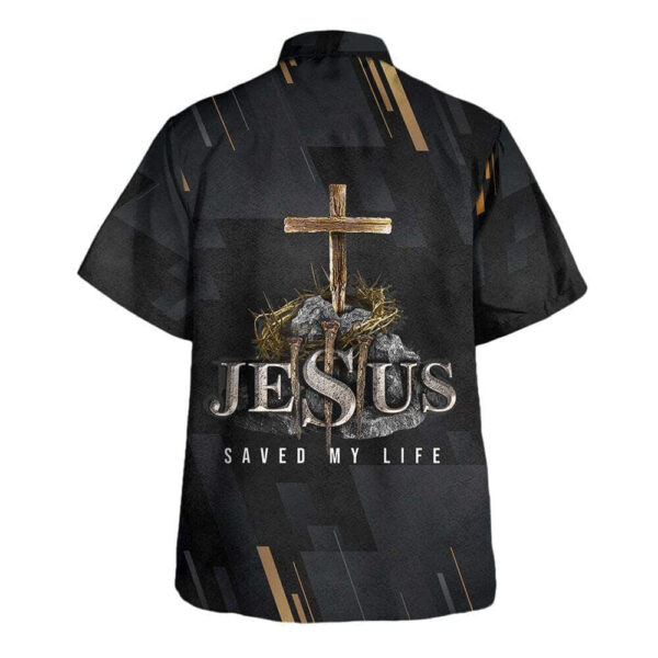 Men s Christian Hawaiian Shirt: Jesus Saved My Life Cross Design – Perfect Gift for Christians