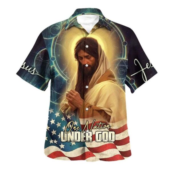 Jesus Pray American Flag Hawaiian Shirt for Men – Christian Gift