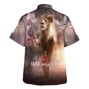 Men s Jesus Walk On Water Hawaiian Shirt - Faith Over Fear Christian Gift 1