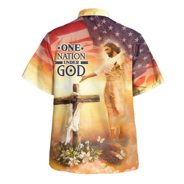 Jesus Open Arms US Flag Cross Hawaiian Shirt for Men – Christian Gift