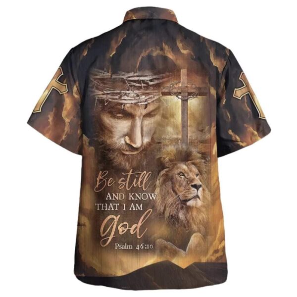 Men s Jesus Lion Cross Be Still Christian Hawaiian Shirt – Gift for Christian