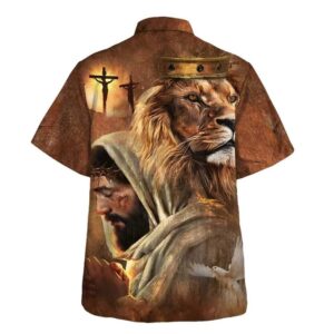 Jesus Lion Of Judah Christian Cross Hawaiian Shirt For Men - Unique Christian Gift 1