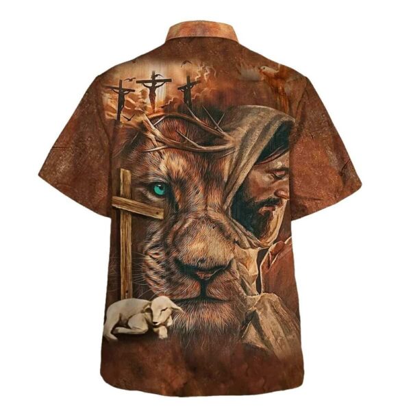 Men s Jesus Lion Cross & Lamb Christian Hawaiian Shirt – Perfect Gift for Christians