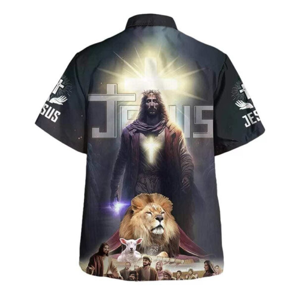 Men s Jesus Lion Lamb Hawaiian Shirt: Christian Gift for Disciples