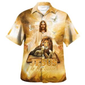 Men s Jesus Lion And The Lamb Hawaiian Shirt: Christian Gift for Jesus Followers