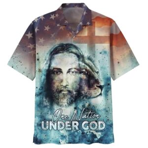 Christian Jesus Lion Hawaiian Shirt for Men - Gift for Christian US Flag Design