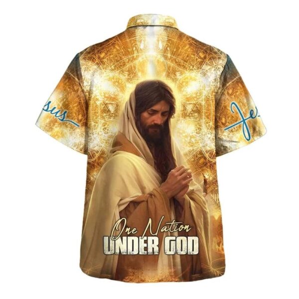 Men s Christian Hawaiian Shirt – One Nation Under God Jesus Pray – Perfect Gift for Christians