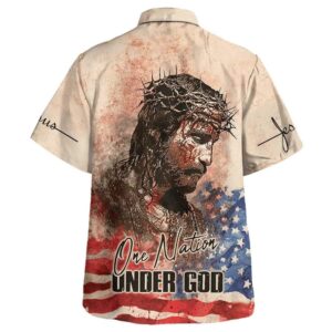 Men s Christian Hawaiian Shirt: One Nation Under God Independence Day Jesus - Perfect Gift for Christians 1