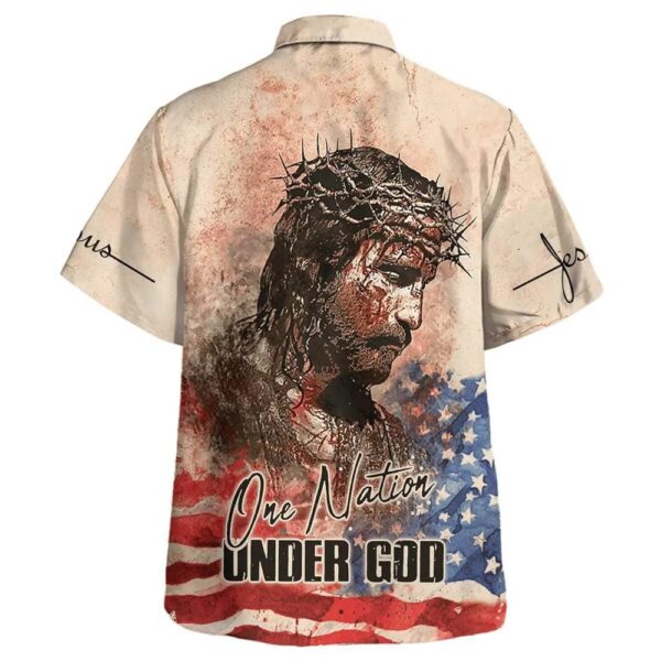 Men s Christian Hawaiian Shirt: One Nation Under God Independence Day Jesus – Perfect Gift for Christians