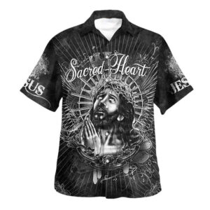 Sacred Heart Jesus Christ Hawaiian Shirt for Men - Christian Gift