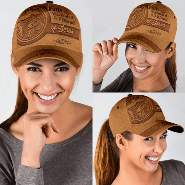 A Classic Cap Hat Fully Vaccinated By The Blood Of Jesus Leather Cover, Baseball Jesus Cap Hat Trucker Classic Hats Gift