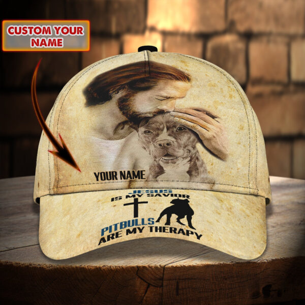 Custom Classic Cap – Personalized Jesus Savior Pitbulls Therapy Trucker Classic Hats Gift
