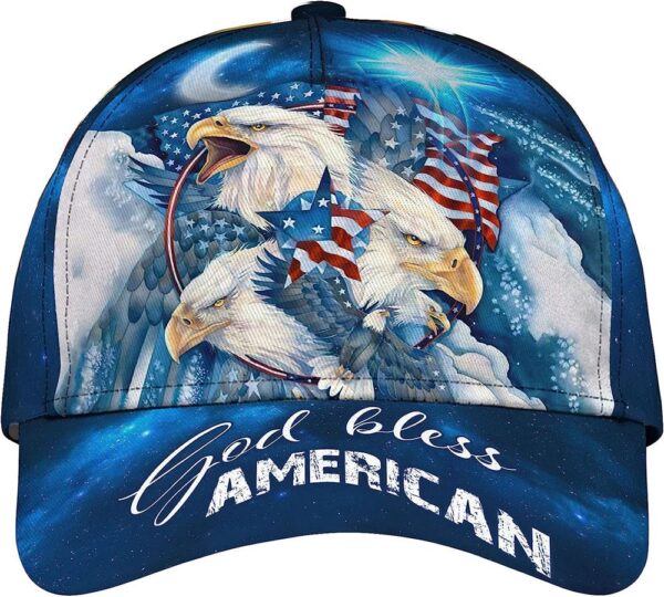 Bald Eagle God Bless America Flag Custom Name Baseball Cap, Christian, Jesus Hat Trucker Classic Hats Gift