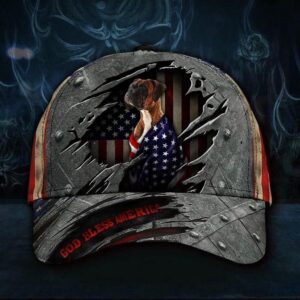 Boxer Dog God Bless America Flag Patriot Baseball Cap, Christian, Jesus Hat Trucker Classic Hats Gift