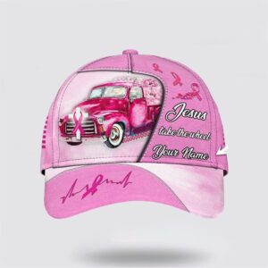 Customized Breast Cancer Awareness Jesus Take the Wheel Baseball Cap Trucker Classic Hats Gift