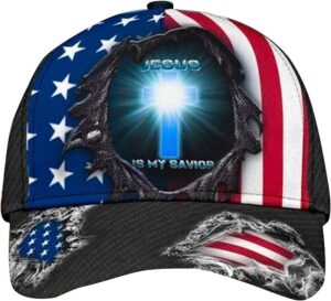 Jesus Is My Savior American Flag Jesus Cross Light Baseball Cap Hat  Trucker Classic Hats Gift