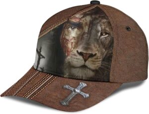 Lion Crucifixion Of Jesus Classic Hat, Christian Baseball Cap, Jesus Hat Trucker Classic Hats Gift 1