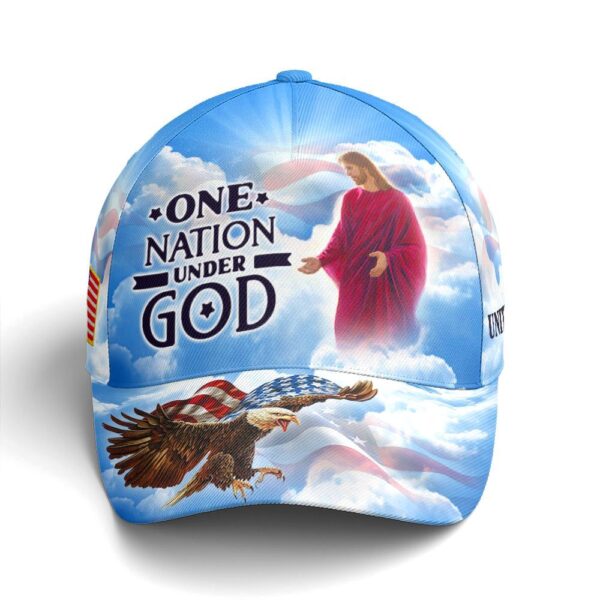 One Nation Under God Baseball Cap For Jesus Lovers Drawing Vector Style Blue, God Cap  Trucker Classic Hats Gift