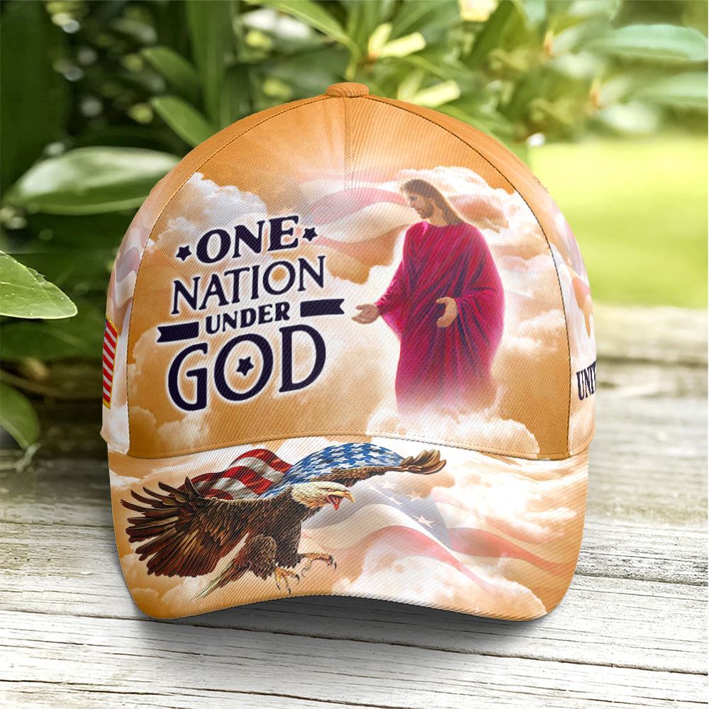 One Nation Under God Baseball Cap For Jesus Lovers Drawing Vector Style Yellow, God Cap Trucker Classic Hats Gift One Nation Under God Baseball Cap For Jesus Lovers Drawing Vector Style Yellow, God Cap Trucker Classic Hats Gift