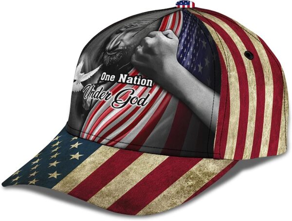 One Nation Under God American Flag And God And Dove Baseball Cap, Christian, Jesus Hat Trucker Classic Hats Gift